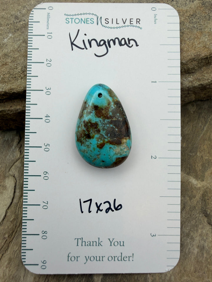Kingman Turquoise (Arizona) Focal Pendant Bead 17x26mm