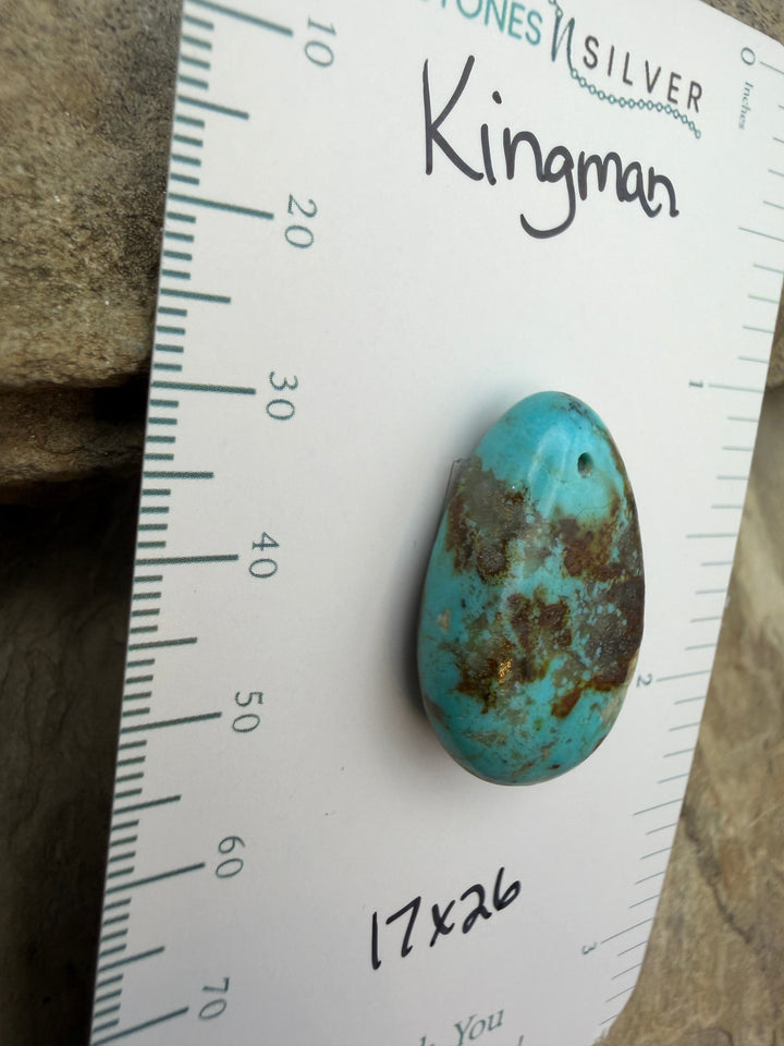 Kingman Turquoise (Arizona) Focal Pendant Bead 17x26mm
