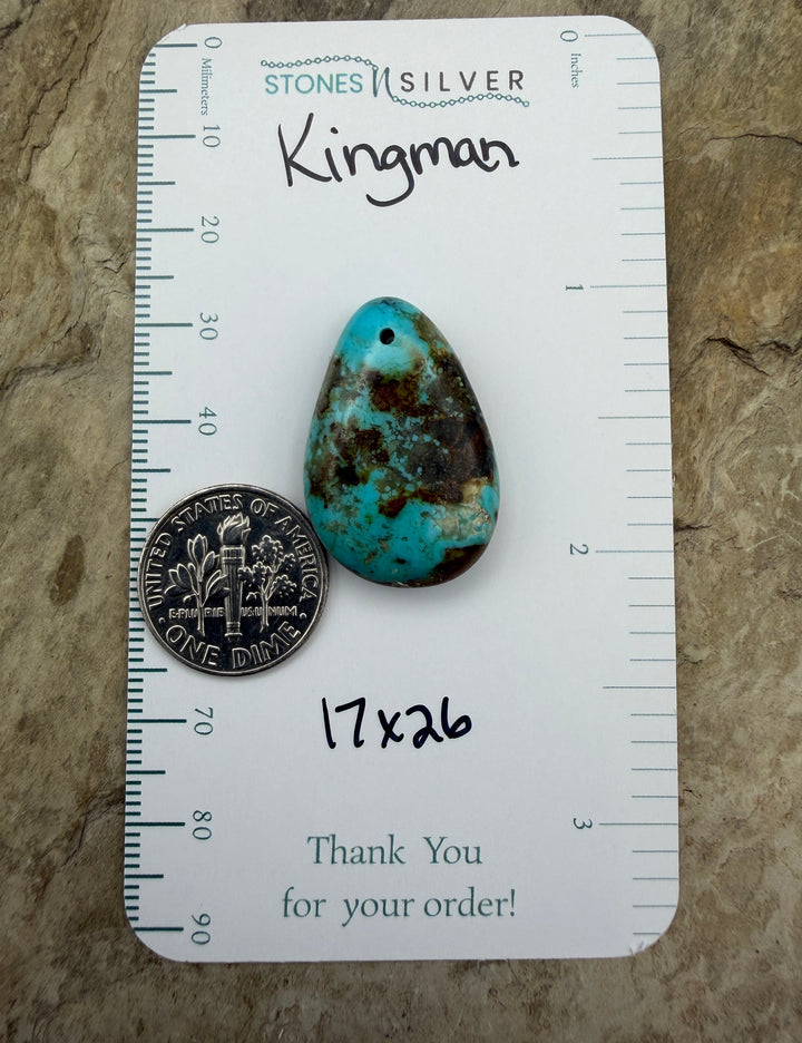 Kingman Turquoise (Arizona) Focal Pendant Bead 17x26mm