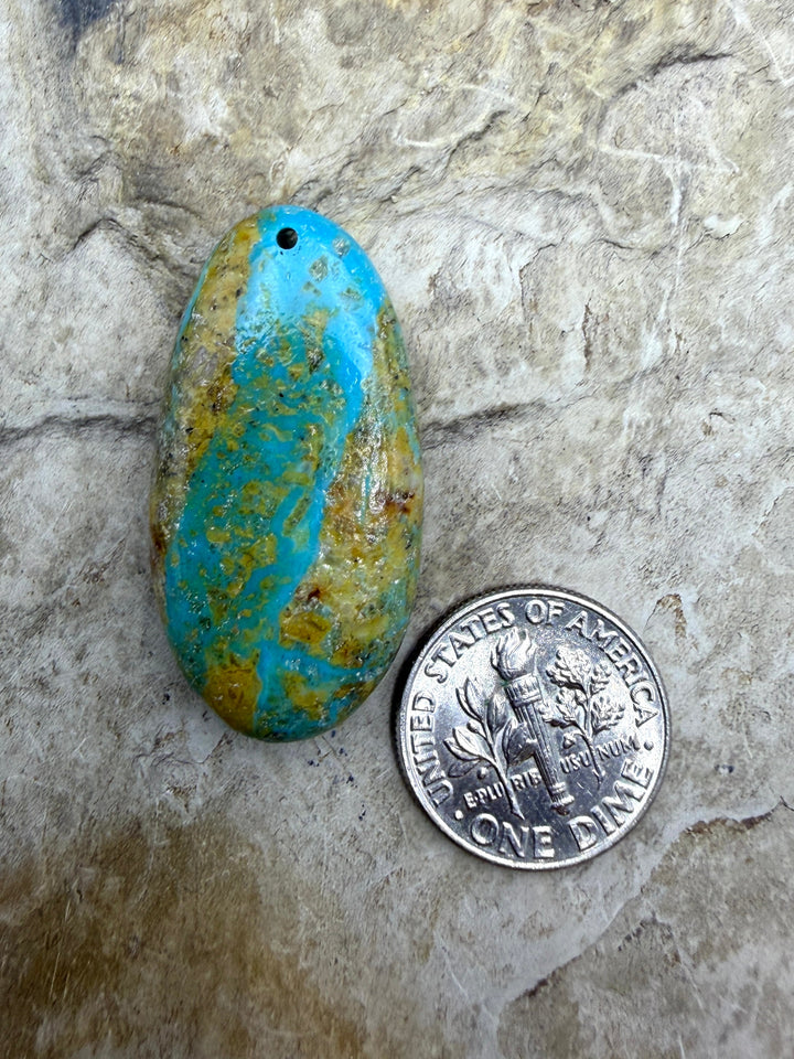 Kingman Turquoise (Arizona) Focal Pendant Bead 17x33mm