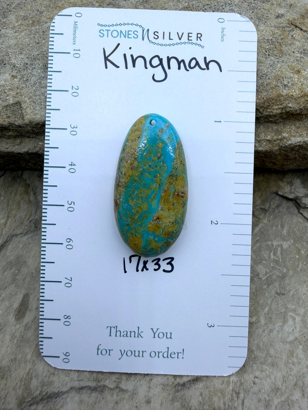 Kingman Turquoise (Arizona) Focal Pendant Bead 17x33mm