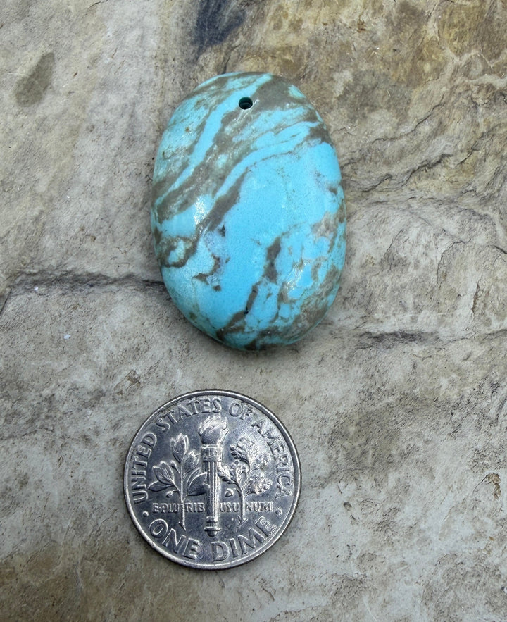 Kingman Turquoise (Arizona) Focal Pendant Bead 19x28x7mm