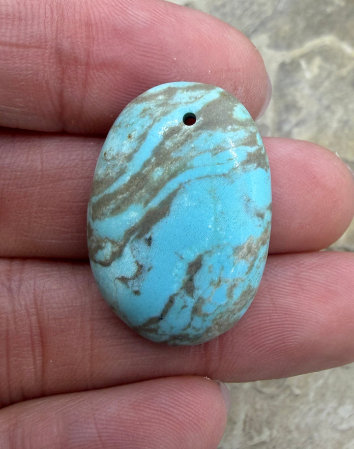 Kingman Turquoise (Arizona) Focal Pendant Bead 19x28x7mm