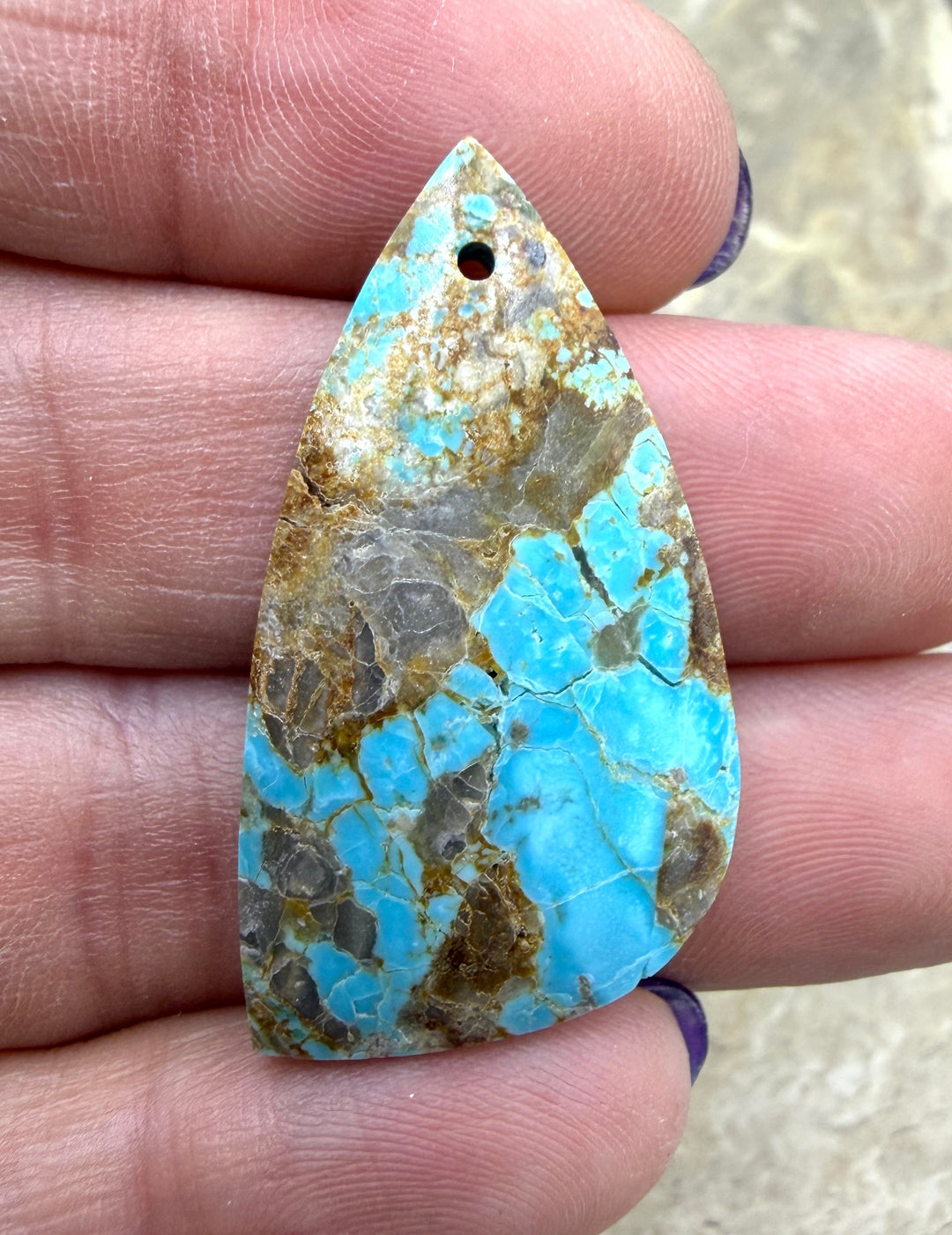 Kingman Turquoise (Arizona) Focal Pendant Bead 19x36mm