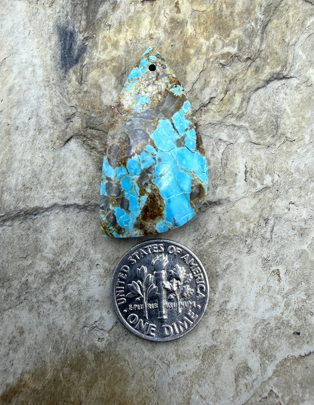 Kingman Turquoise (Arizona) Focal Pendant Bead 19x36mm