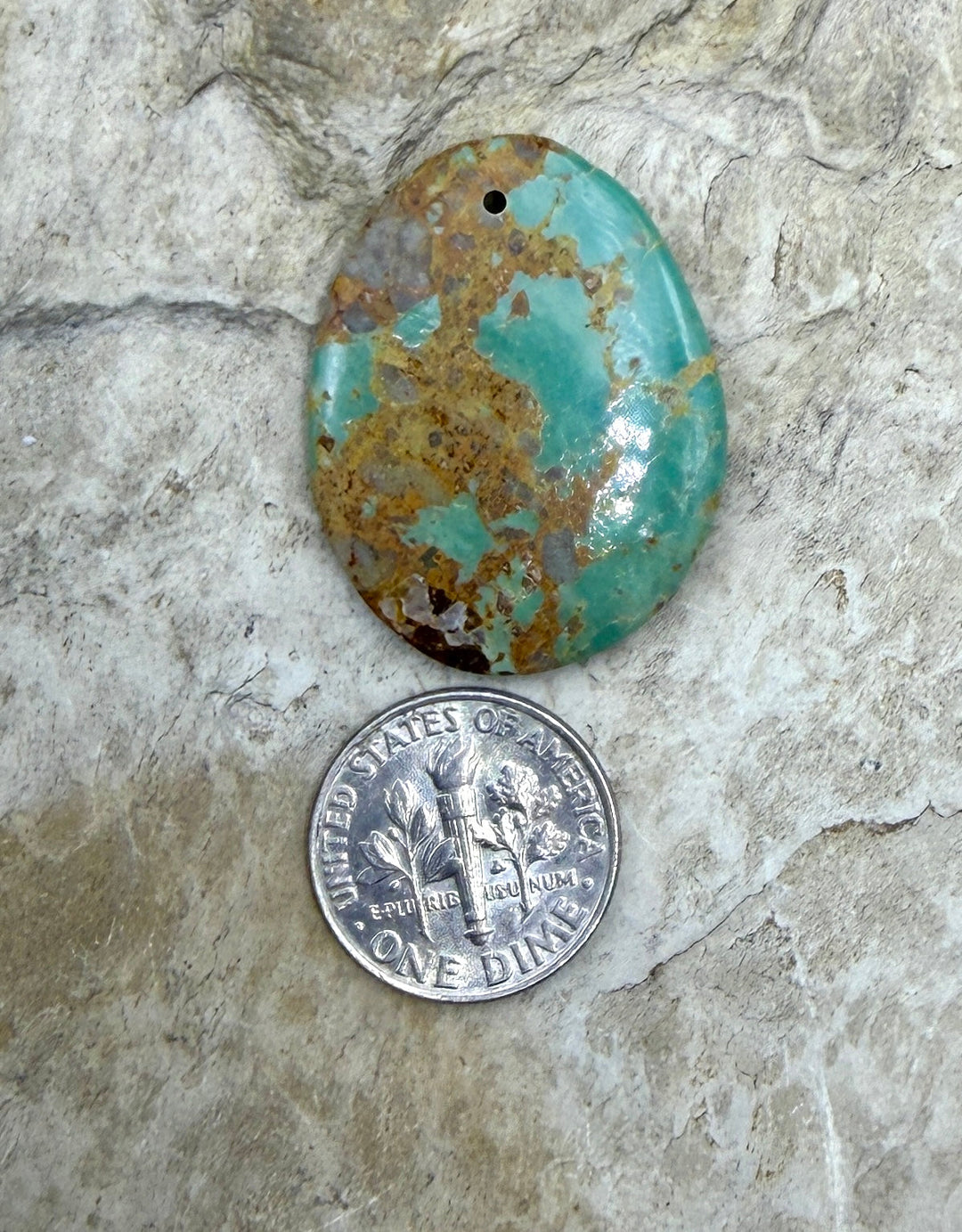 Kingman Turquoise (Arizona) Focal Pendant Bead 24x30mm