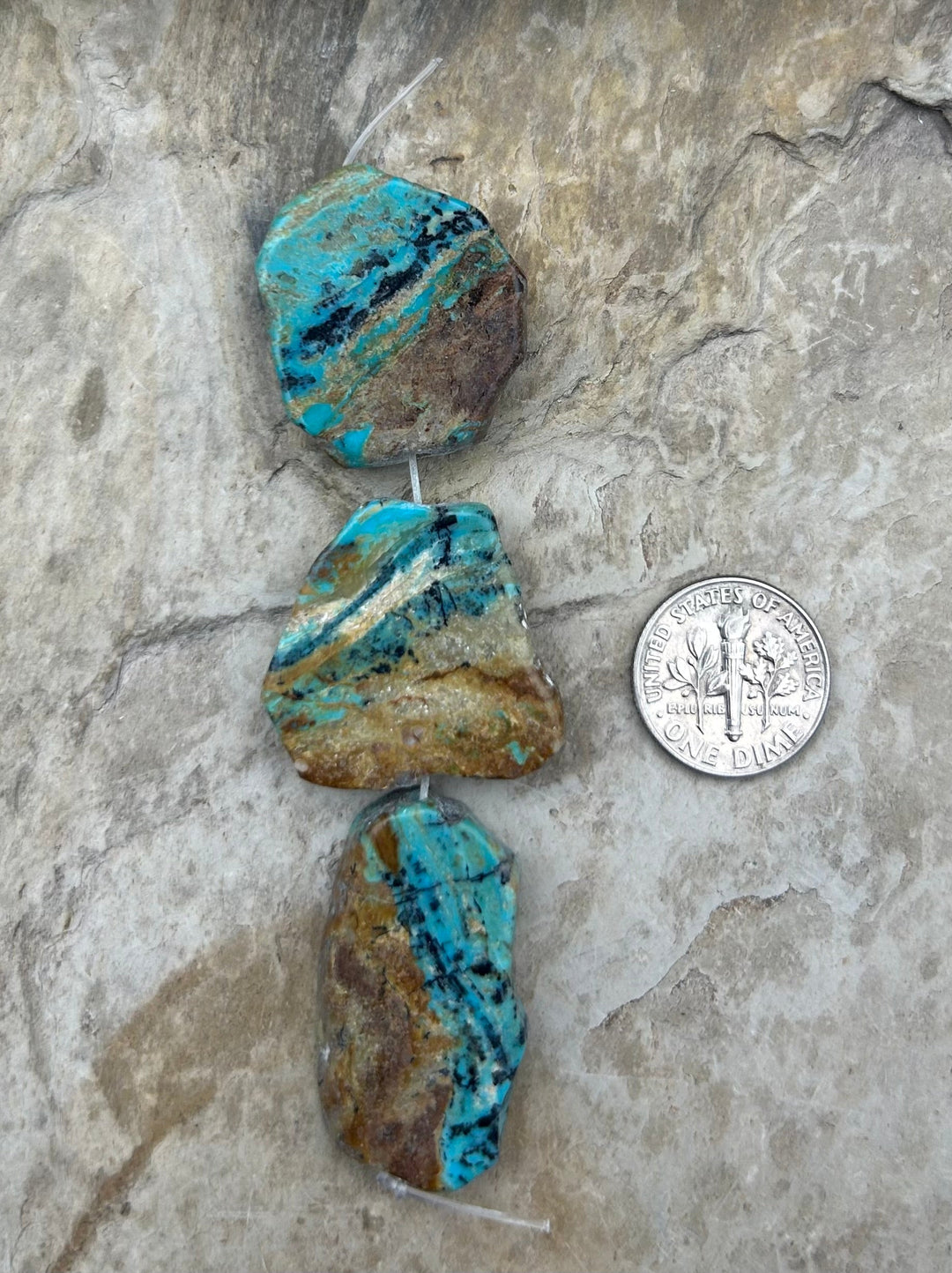 Kingman Turquoise (Arizona) Focal Pendant Bead Strand (3