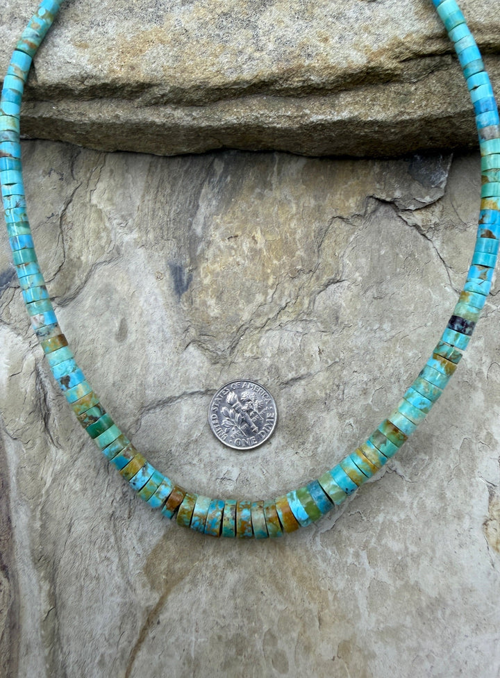 Kingman Turquoise (Arizona) Graduated 3-8mm Heishi Bead
