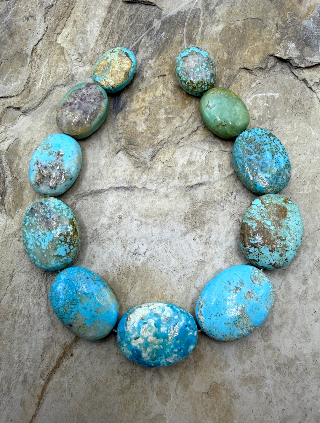 Kingman Turquoise (Arizona) Graduated Oval Bead Focal