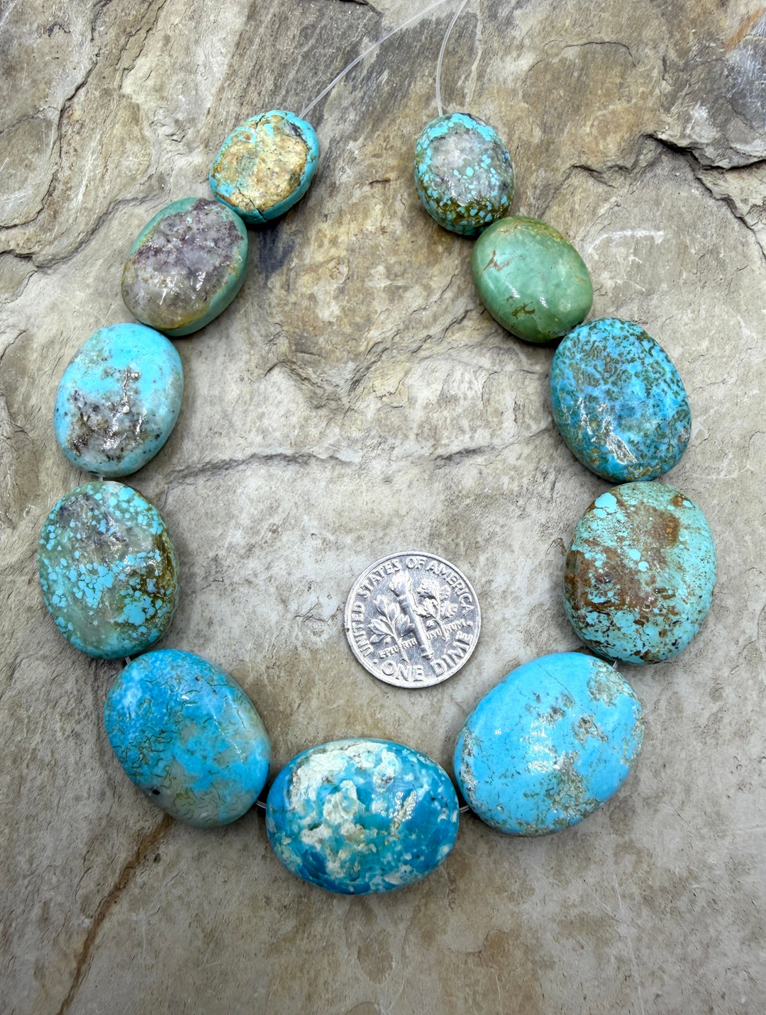 Kingman Turquoise (Arizona) Graduated Oval Bead Focal