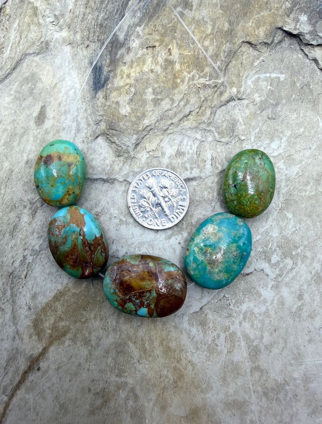 Kingman Turquoise (Arizona) Graduated Oval Bead Focal