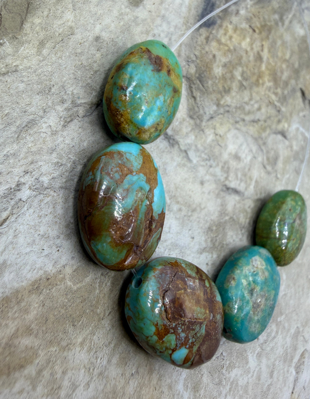 Kingman Turquoise (Arizona) Graduated Oval Bead Focal