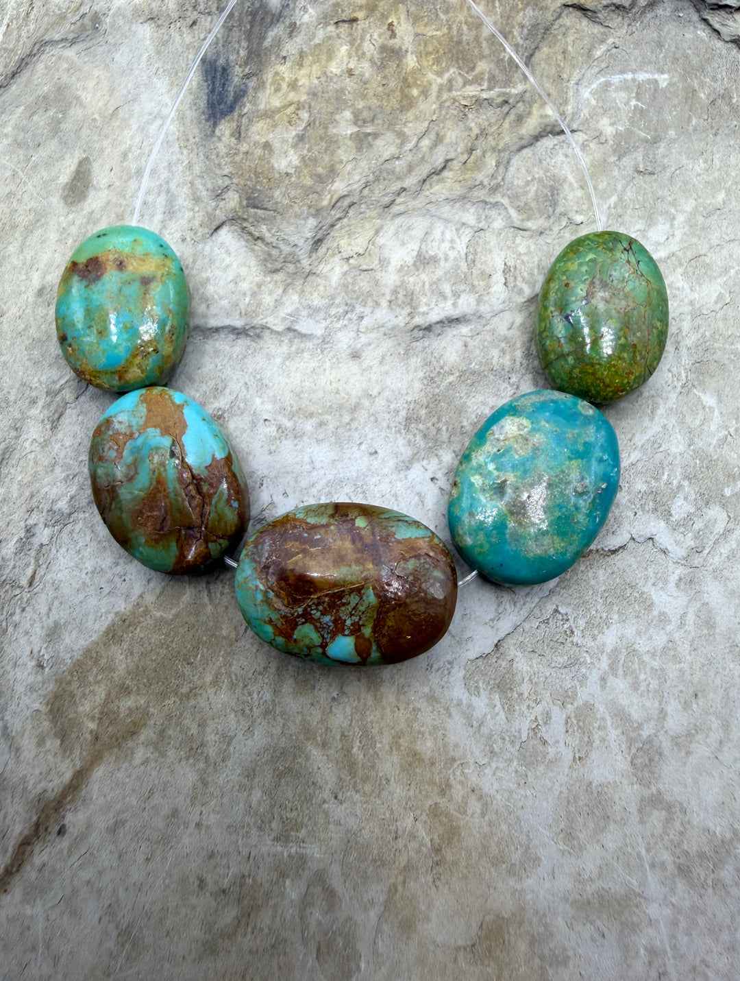 Kingman Turquoise (Arizona) Graduated Oval Bead Focal