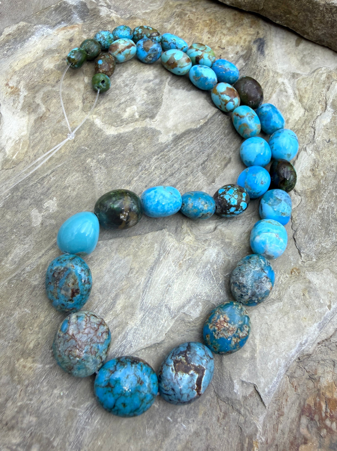 Kingman Turquoise (Arizona) Graduated Rounded Nugget Beads