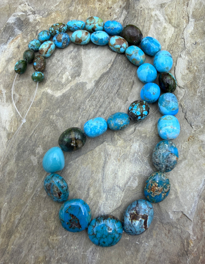 Kingman Turquoise (Arizona) Graduated Rounded Nugget Beads