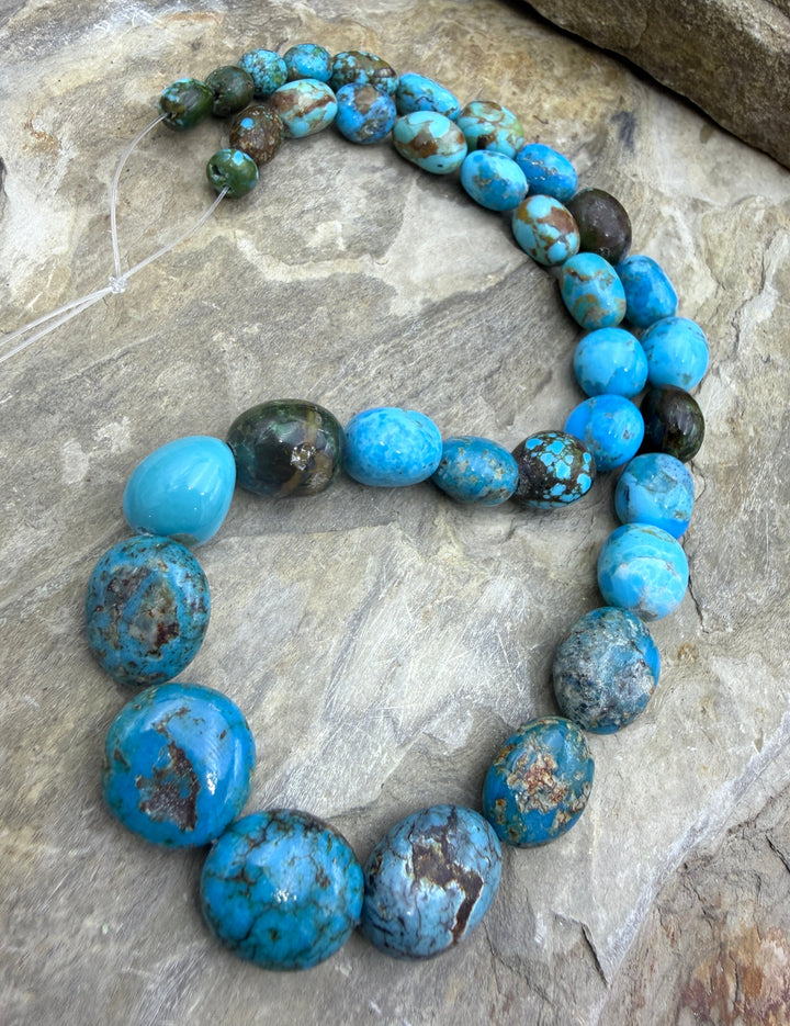 Kingman Turquoise (Arizona) Graduated Rounded Nugget Beads