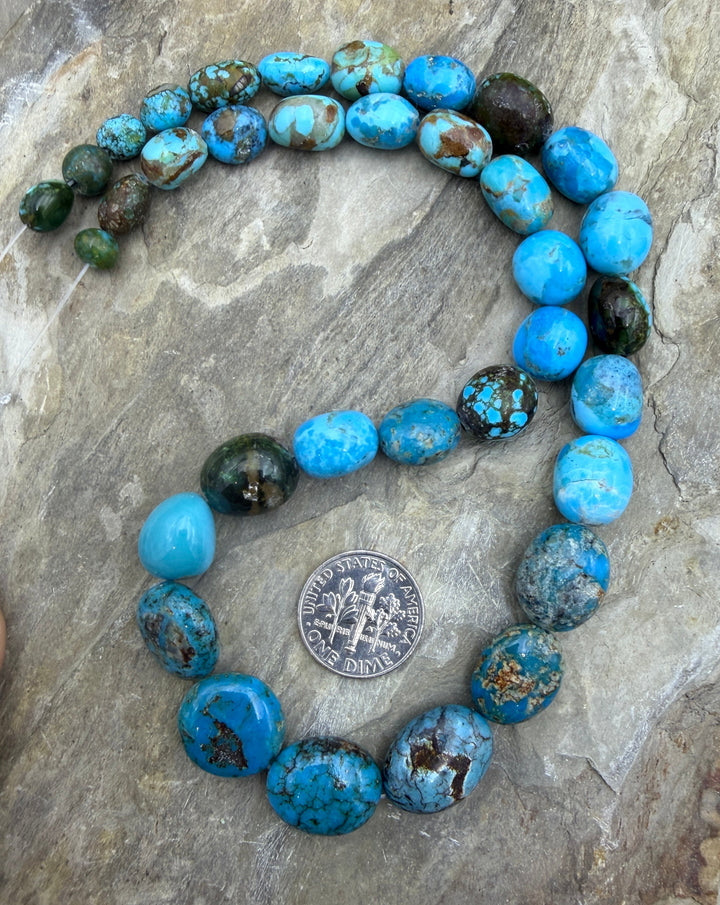 Kingman Turquoise (Arizona) Graduated Rounded Nugget Beads