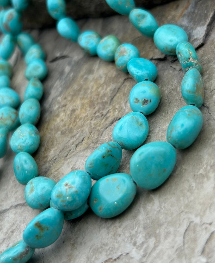 Kingman Turquoise (Arizona) Graduated Smooth Nugget Strand