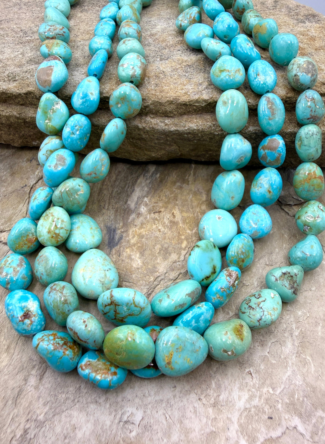 Kingman Turquoise (Arizona) Graduated Smooth Nugget Strand