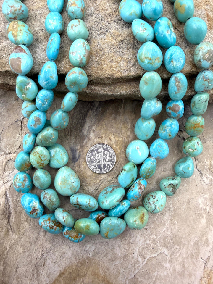 Kingman Turquoise (Arizona) Graduated Smooth Nugget Strand