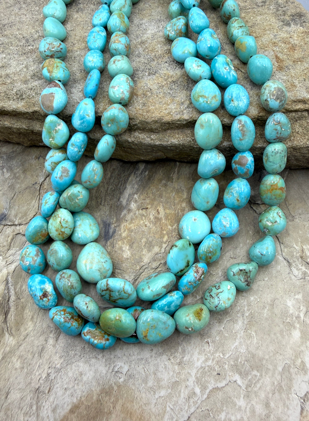 Kingman Turquoise (Arizona) Graduated Smooth Nugget Strand