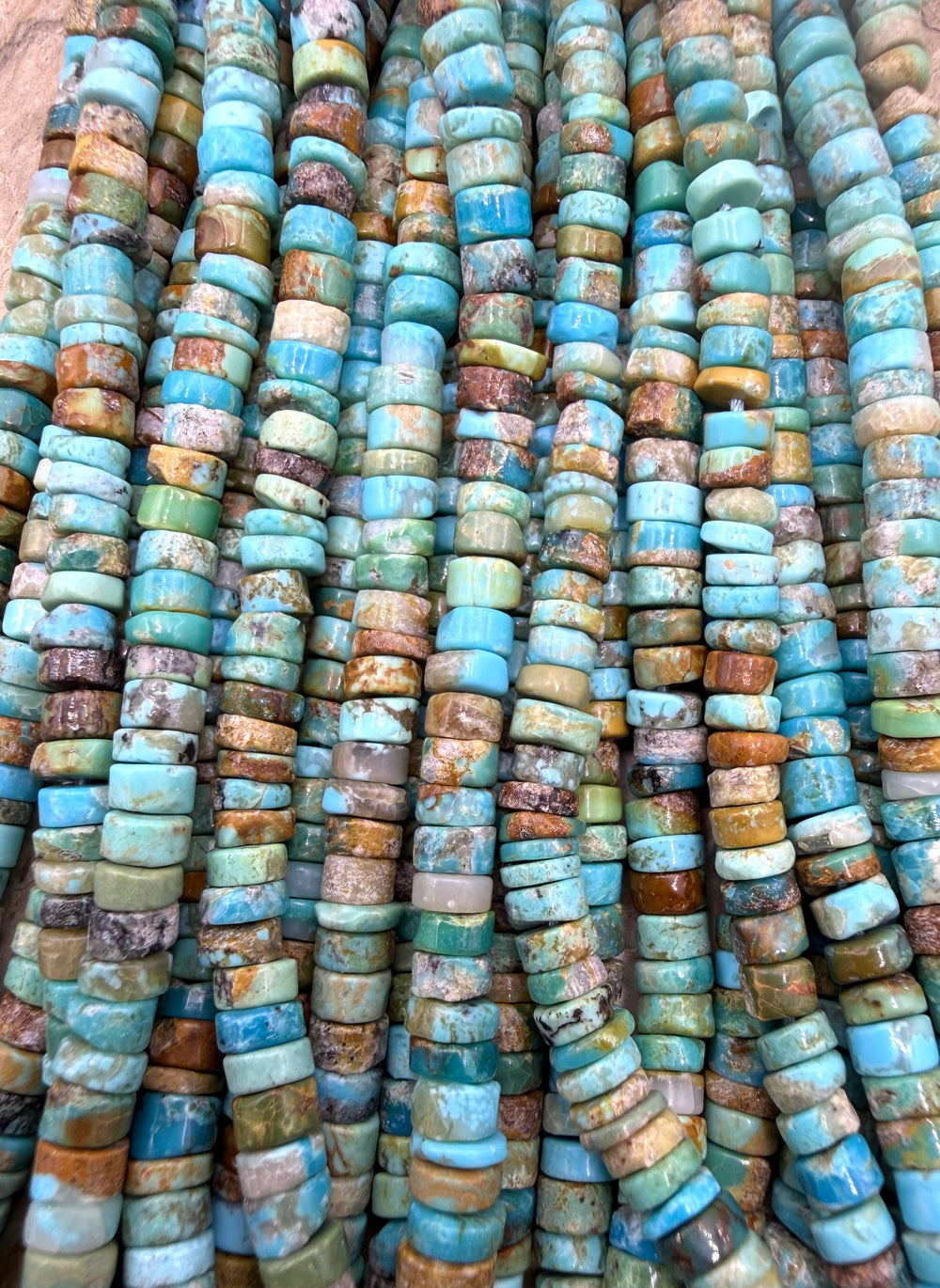 Kingman Turquoise (Arizona) Handcut Heishi Beads 5mm 16