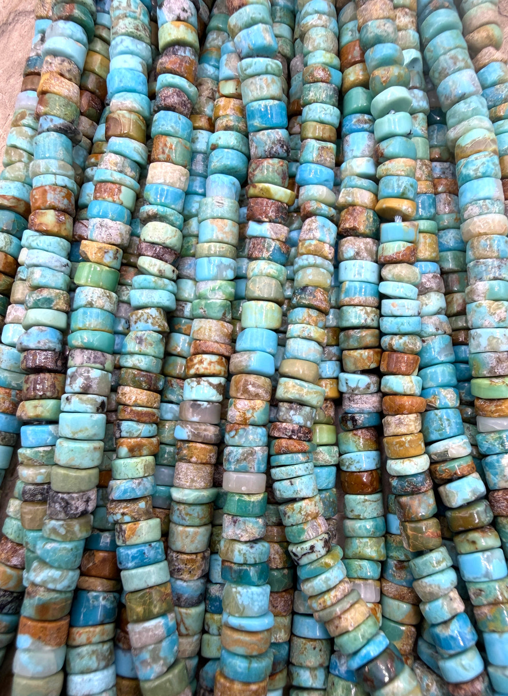 Kingman Turquoise (Arizona) Handcut Heishi Beads 5mm 16