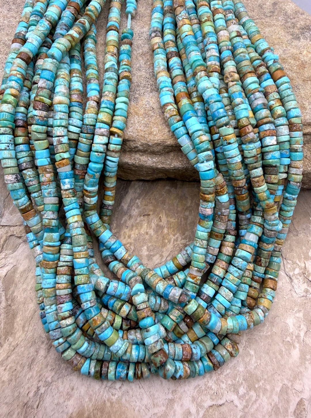 Kingman Turquoise (Arizona) Handcut Heishi Beads 5mm 16