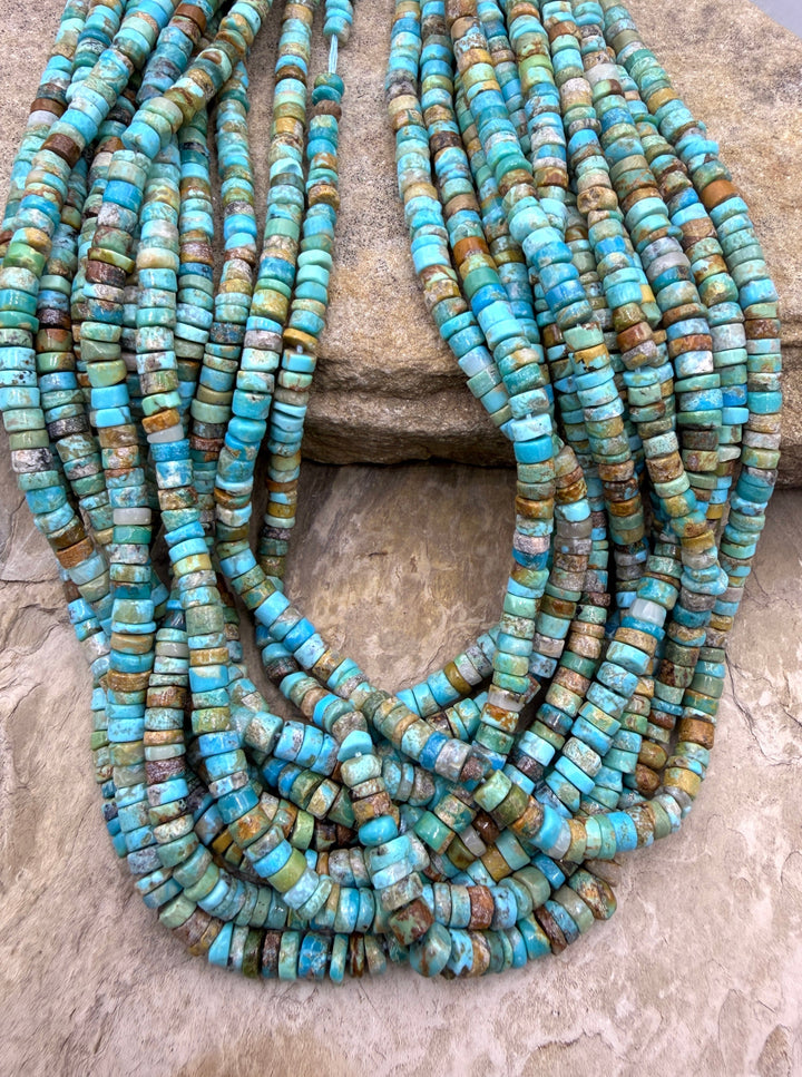 Kingman Turquoise (Arizona) Handcut Heishi Beads 5mm 16