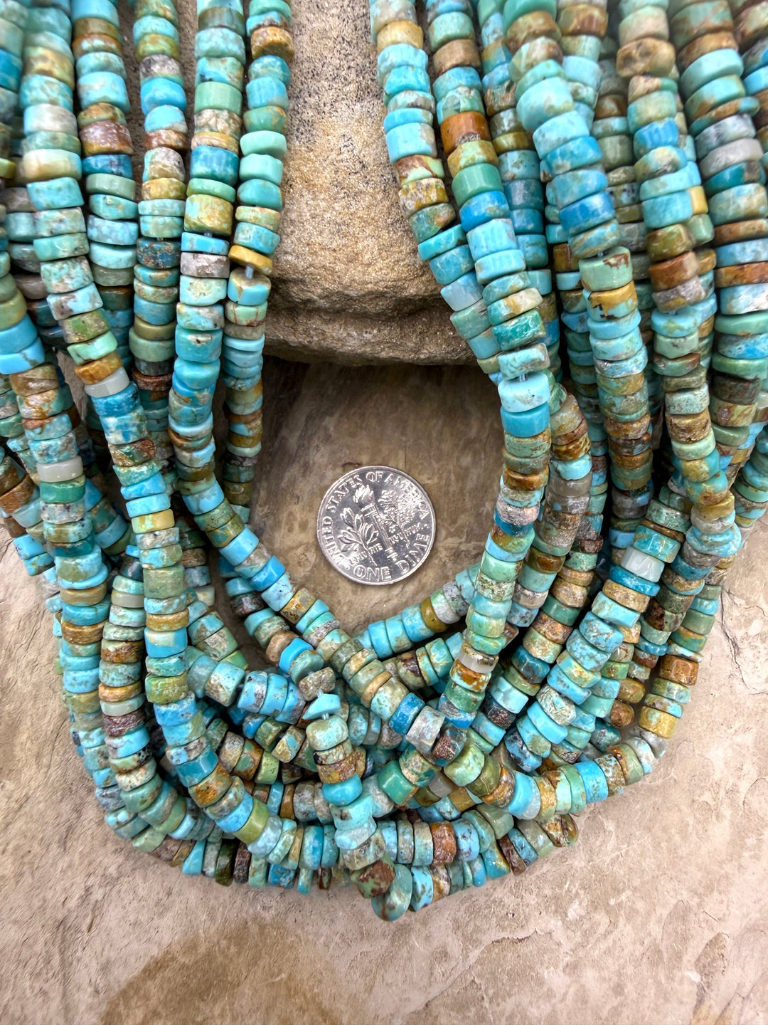 Kingman Turquoise (Arizona) Handcut Heishi Beads 5mm 16
