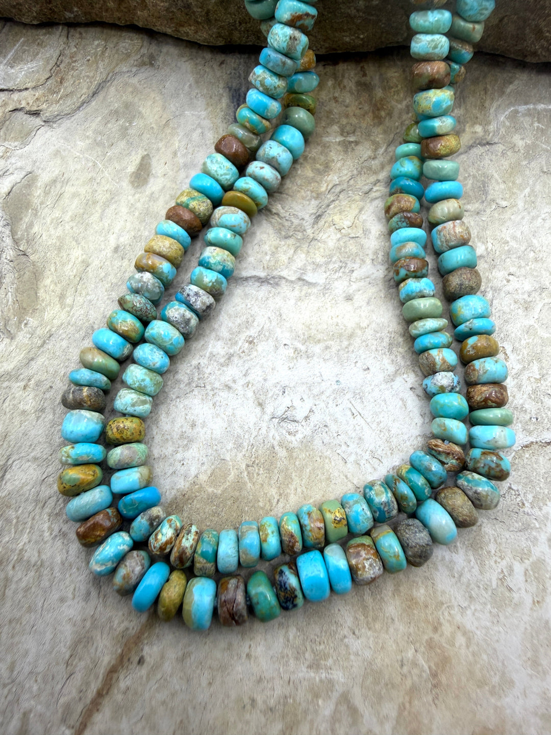 Kingman Turquoise (Arizona) Handcut Irregular Rondelle
