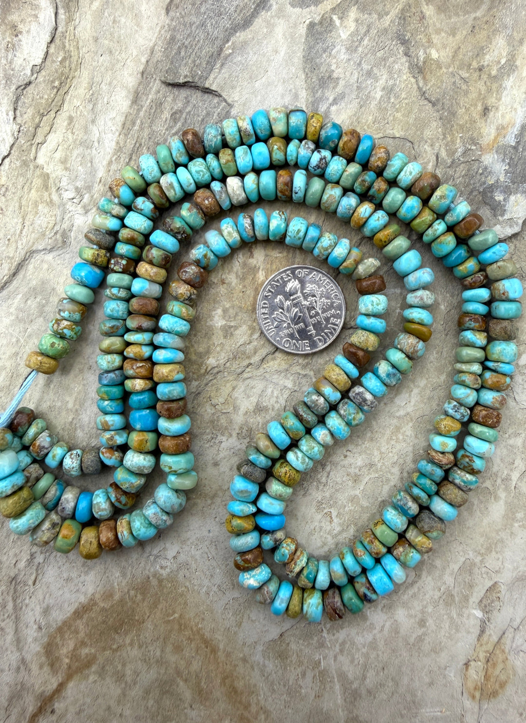 Kingman Turquoise (Arizona) Handcut Irregular Rondelle