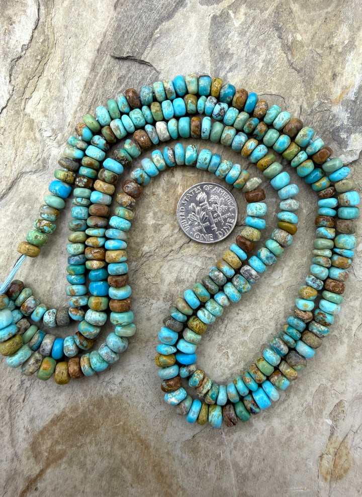 Kingman Turquoise (Arizona) Handcut Irregular Rondelle