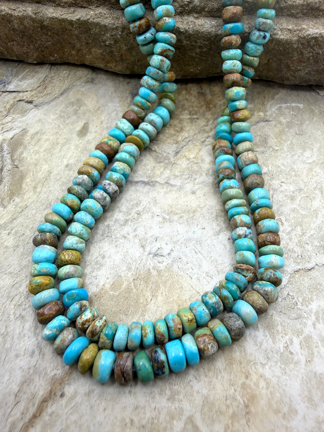 Kingman Turquoise (Arizona) Handcut Irregular Rondelle