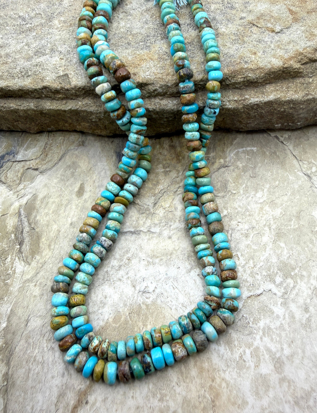 Kingman Turquoise (Arizona) Handcut Irregular Rondelle