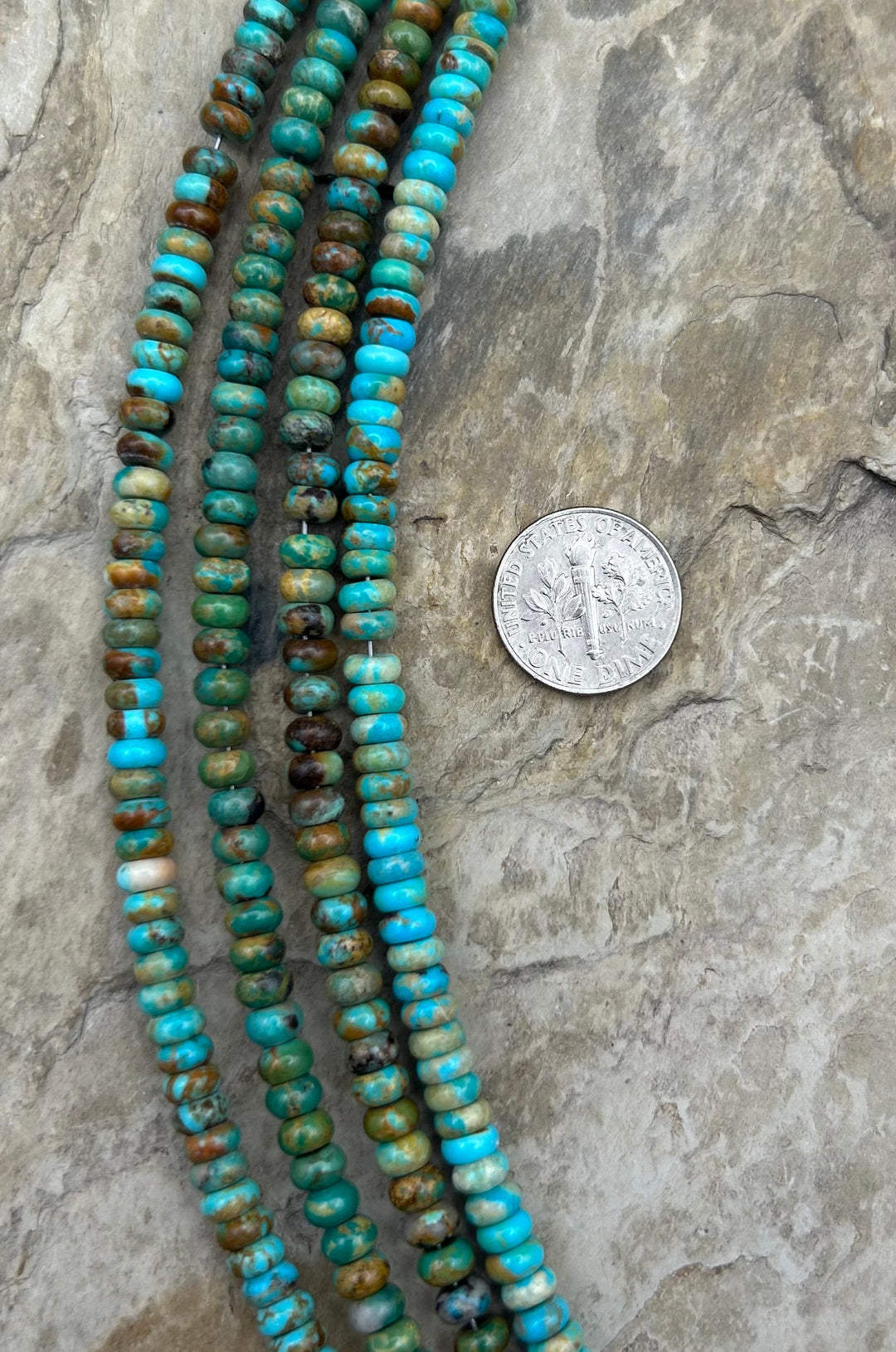 Kingman Turquoise (Arizona) Handcut Rondelle Beads 5mm 8