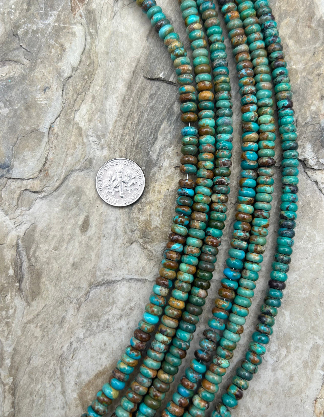 Kingman Turquoise (Arizona) Handcut Rondelle Beads 6mm 8
