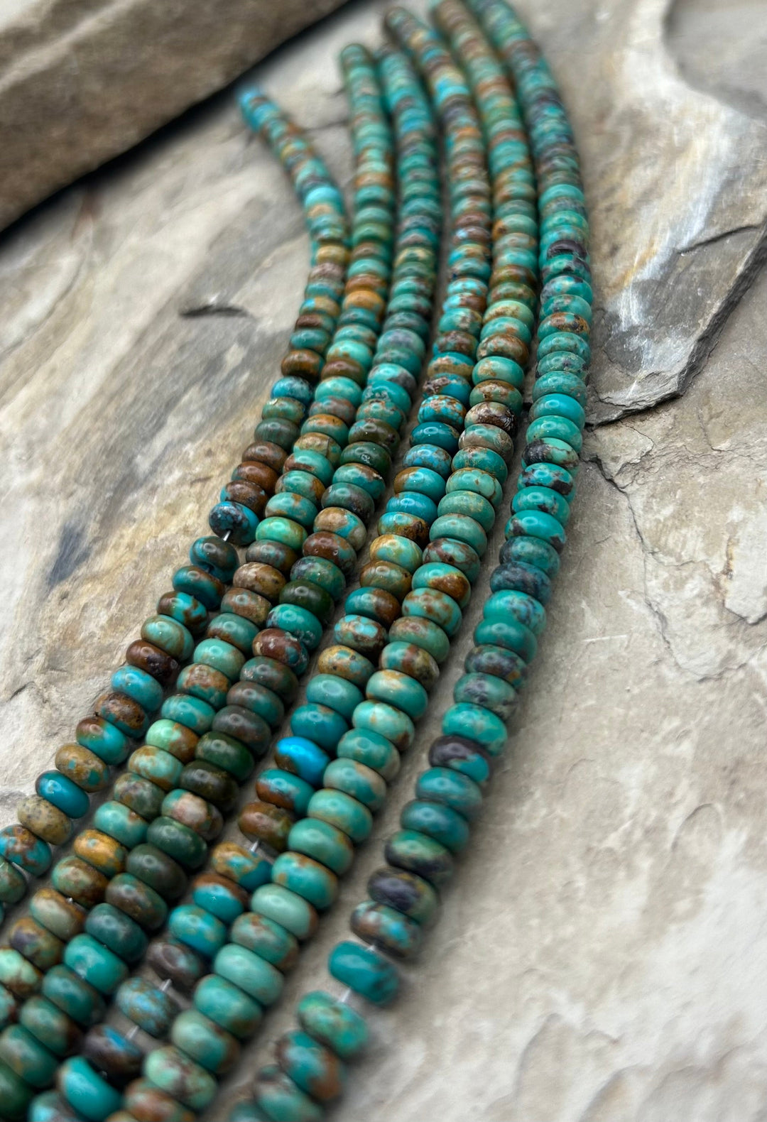 Kingman Turquoise (Arizona) Handcut Rondelle Beads 6mm 8