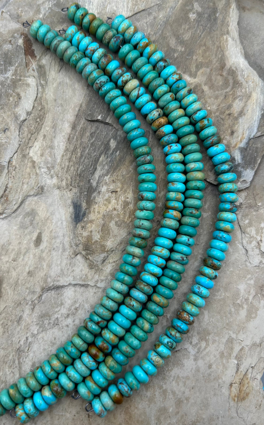 Kingman Turquoise (Arizona) Handcut Rondelle Beads 8mm 8