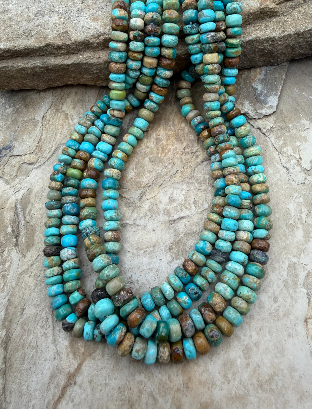 Kingman Turquoise (Arizona) Handcut Rustic Rondelle Beads