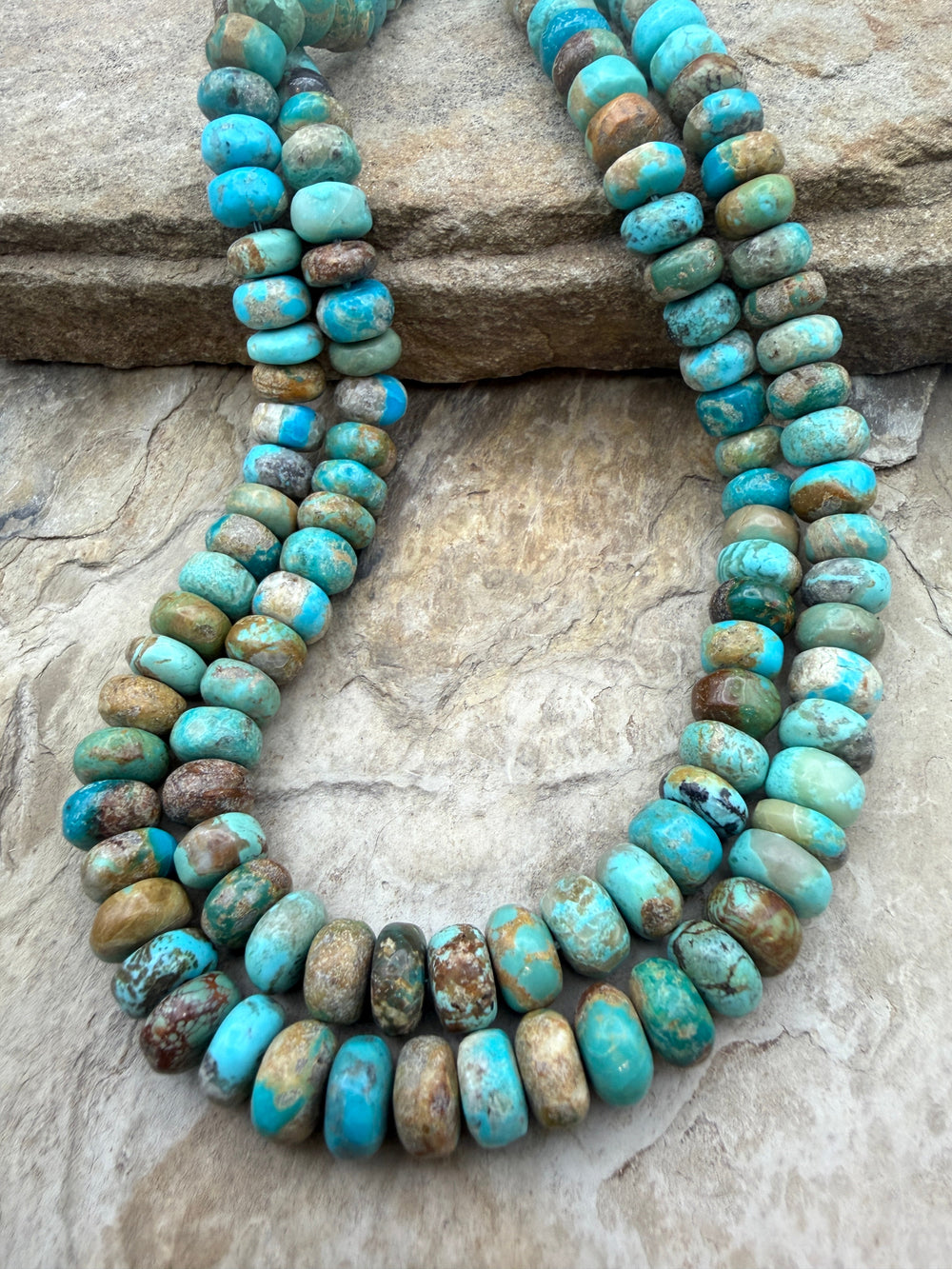 Kingman Turquoise (Arizona) Handcut Rustic Rondelle Beads