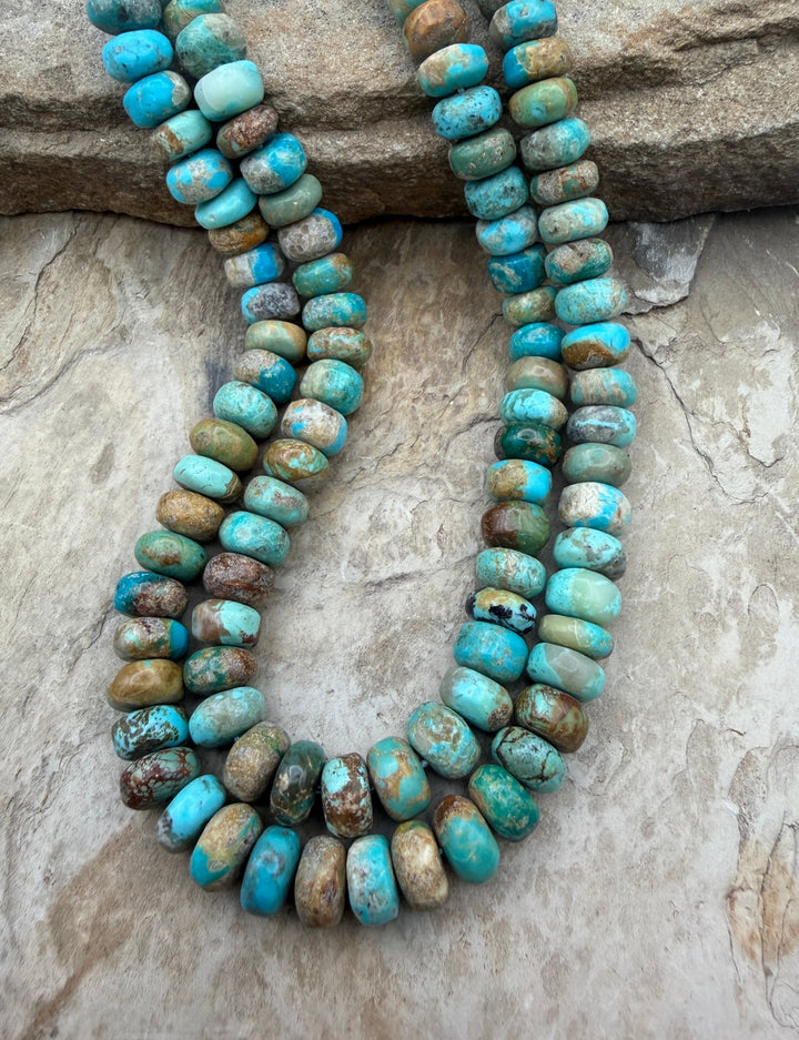 Kingman Turquoise (Arizona) Handcut Rustic Rondelle Beads