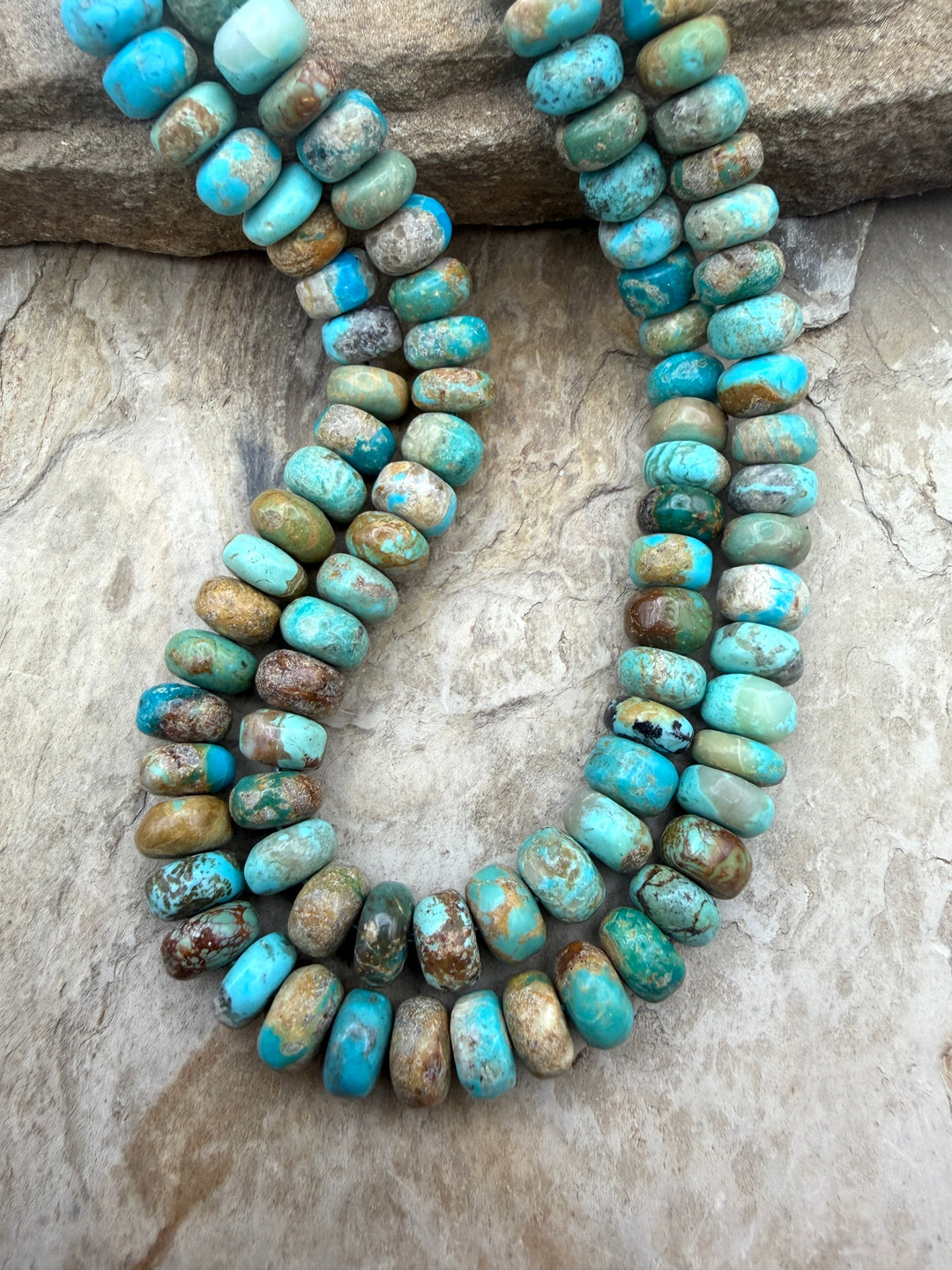 Kingman Turquoise (Arizona) Handcut Rustic Rondelle Beads