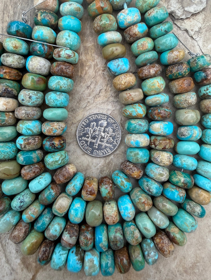 Kingman Turquoise (Arizona) Handcut Rustic Rondelle Beads