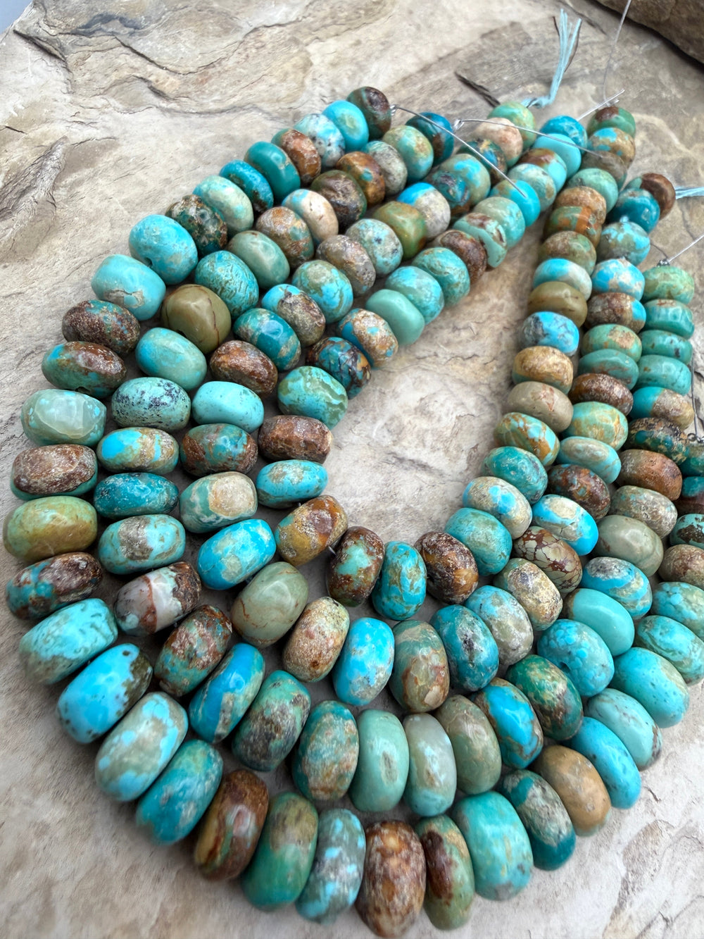 Kingman Turquoise (Arizona) Handcut Rustic Rondelle Beads