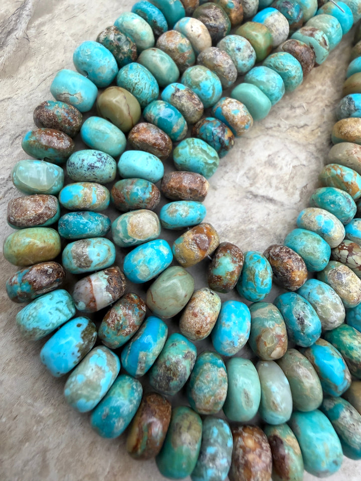 Kingman Turquoise (Arizona) Handcut Rustic Rondelle Beads