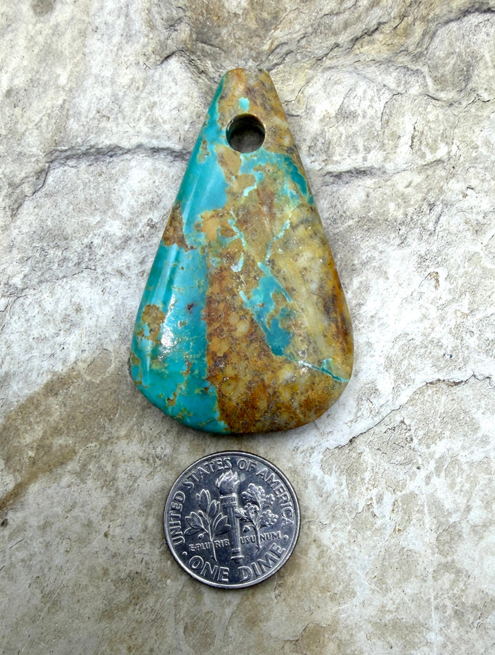 Kingman Turquoise (Arizona) HUGE (Large Hole) Focal Pendant