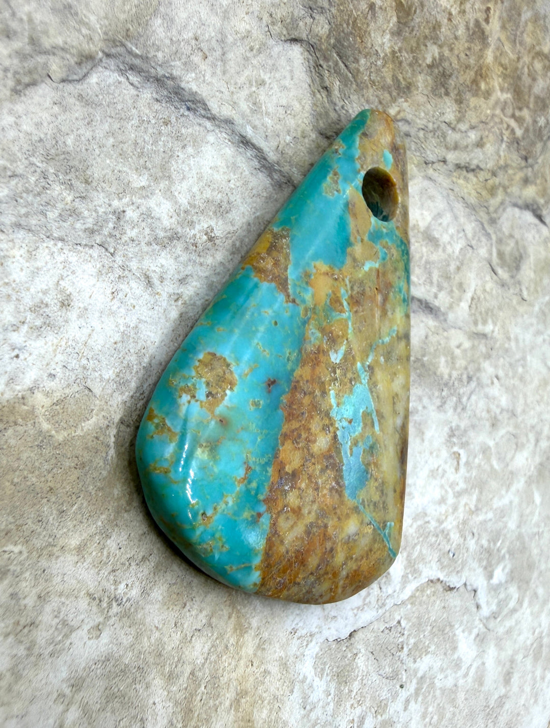 Kingman Turquoise (Arizona) HUGE (Large Hole) Focal Pendant