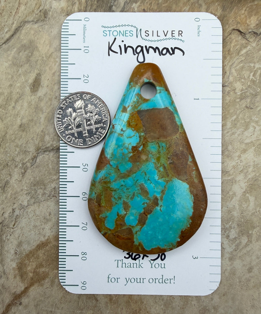 Kingman Turquoise (Arizona) HUGE Large Hole Focal Pendant