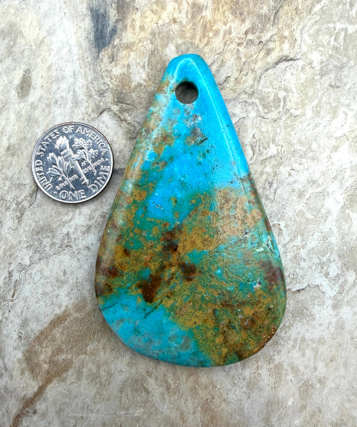 Kingman Turquoise (Arizona) HUGE Large Hole Focal Pendant